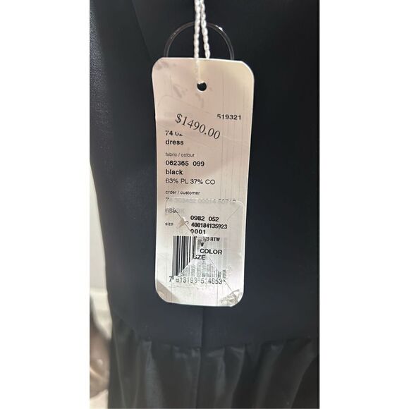 Akris Punto Black Mix Media Midi Dress with D-Ring Belt Size 14 - Picture 11 of 13